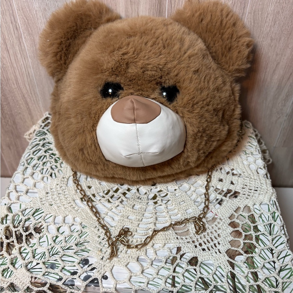 Brown Teddy Bear Crossbody Tote Bag